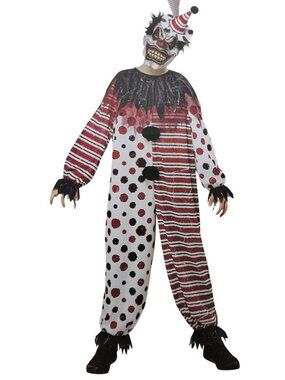 Way To Celebrate Creepy Clown Costume Boys Medium 8 Jumpsuit Mask Costume